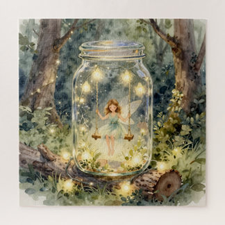 Enchanted Fairy in a Jar in a Magical Forest Jigsaw Puzzle