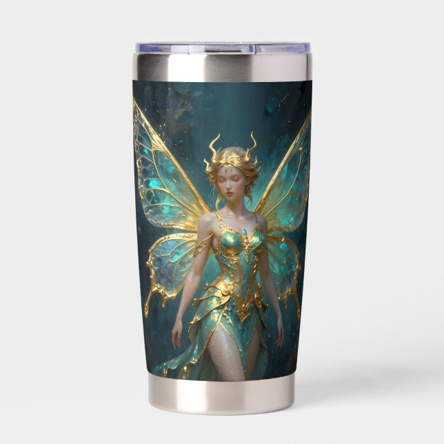 Enchanted Fairy in Gold and Turquoise  Insulated Tumbler (Front)