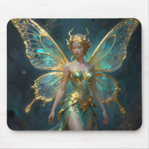 Enchanted Fairy in Gold and Turquoise Mouse Pad