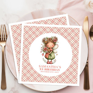 Enchanted Fairy Pink Floral 1st Birthday Party  Napkin