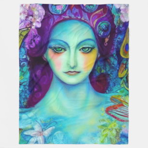 Enchanted Fairy Queen with Butterflies Fleece Blanket
