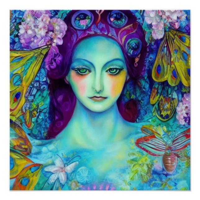 Enchanted Fairy Queen with Butterflies Poster (Front)