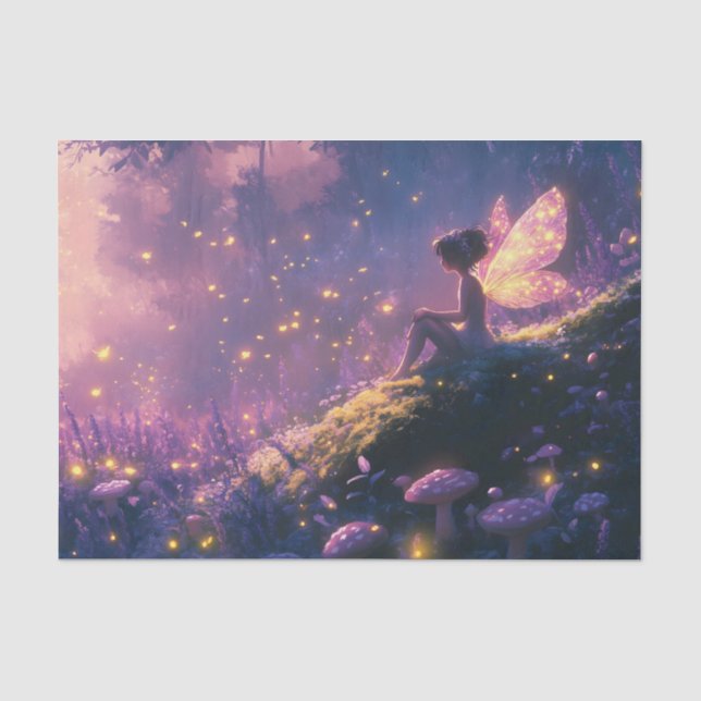 Enchanted Fairy Sitting in a Magical Forest Tissue Paper (Front)