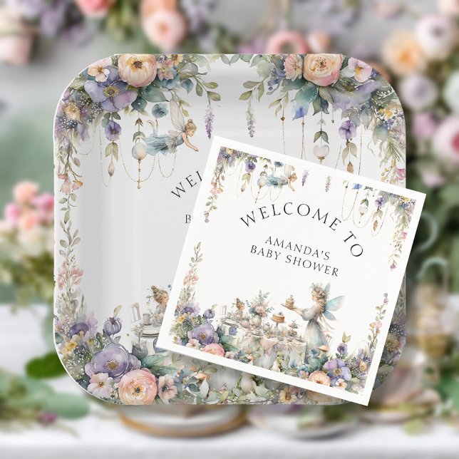 Enchanted Fairy Tea Party Floral Baby Girl Shower Napkin (Creator Uploaded)