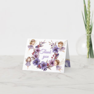 Enchanted Fairy Theme Thank You Card with Purple