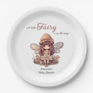Enchanted Fairy with Mushrooms Girl Baby Shower Paper Plate