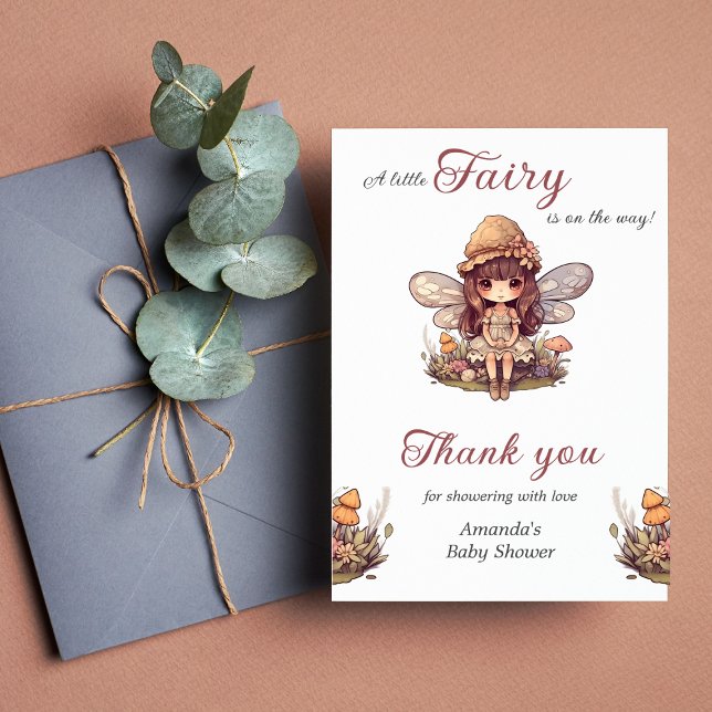 Enchanted Fairy with Mushrooms Girl Baby Shower Thank You Card (Creator Uploaded)