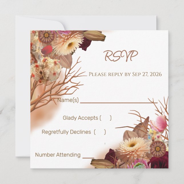 Enchanted Fairytale Boho Wildflower Wedding RSVP (Front)