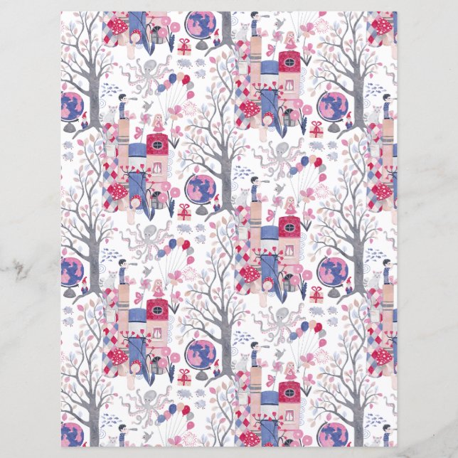 Enchanted Fairytale Books White Scrapbook Paper (Front)