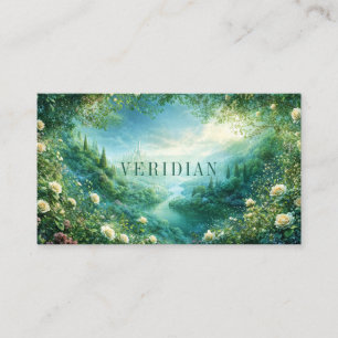 Enchanted Fairytale Castle and Lush Rose Valley Business Card