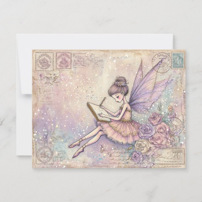 Enchanted fairytale Fairy Flat Holiday Card (Front)