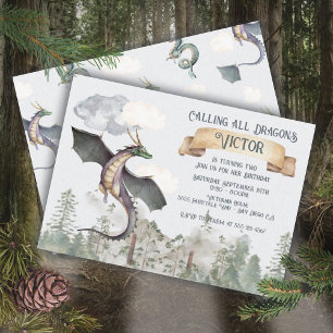 Enchanted Fairytale Forest Dragon Birthday Invitation