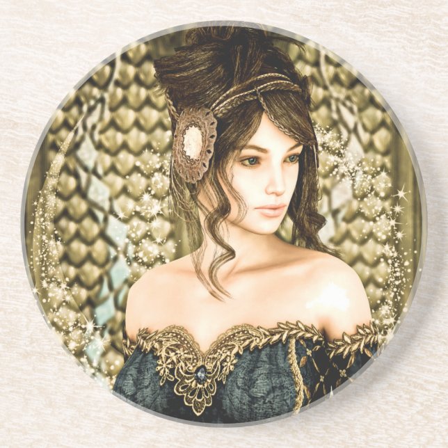 Enchanted Fairytale Princess Portrait Coaster (Front)