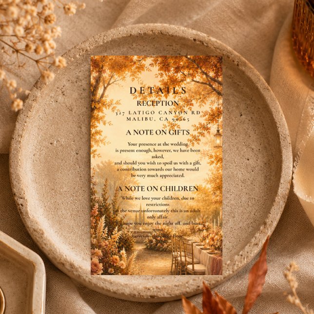 Enchanted Fall Backyard Wedding Enclosure Card (Creator Uploaded)