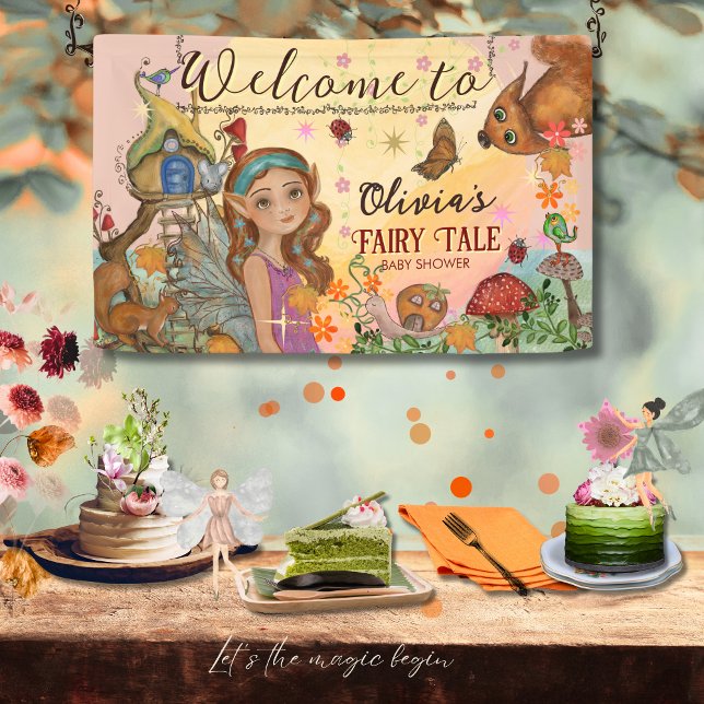 Enchanted Fall Fairy Tale Baby Shower Custom Wall Banner (Enchanted Autumn Fairy Tale Baby Shower Custom Wall Banner)