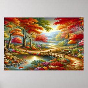 Enchanted Fantasy Autumn Forest Pathway Poster