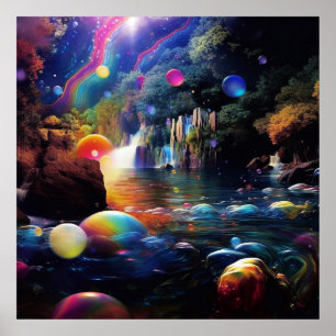 Enchanted Fantasy Colourful Magical Whimsical Land Poster