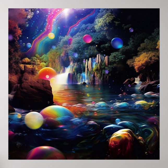 Enchanted Fantasy Colourful Magical Whimsical Land Poster (Front)