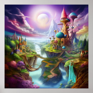 Enchanted Fantasy Colourful Magical Whimsical Land Poster