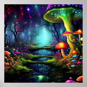 Enchanted Fantasy Colourful Magical Whimsical Land Poster