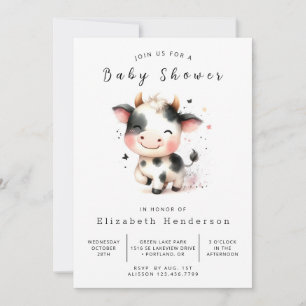 Enchanted Farm Calf Cow Baby Shower Invitation