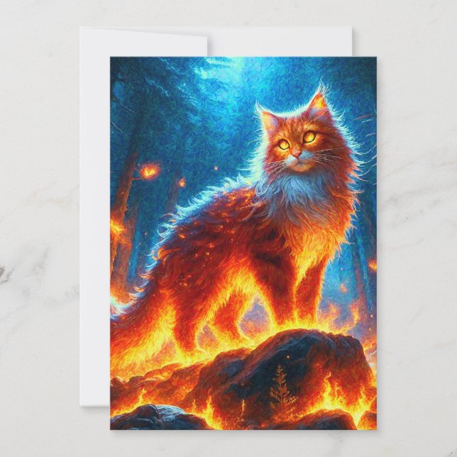 Enchanted Fire Feline Invitation (Front)