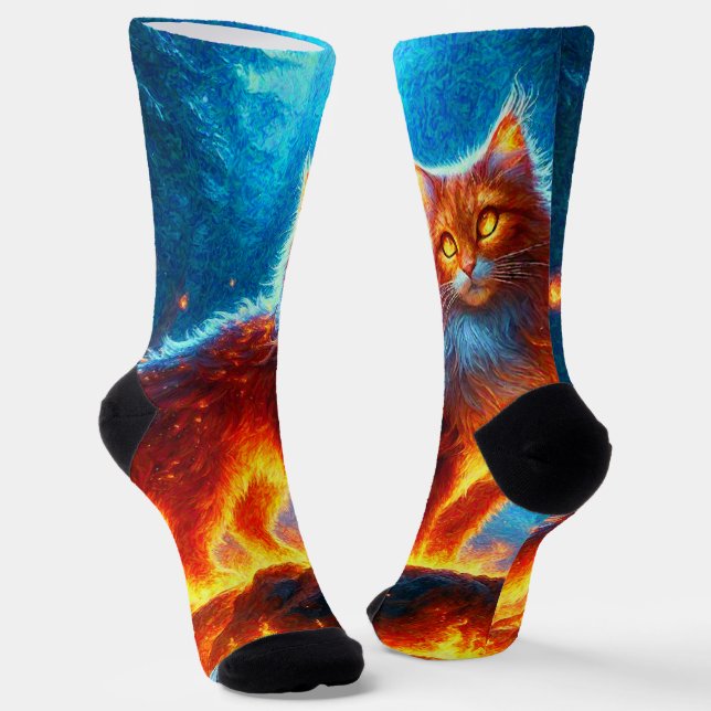 Enchanted Fire Feline Socks (Angled)