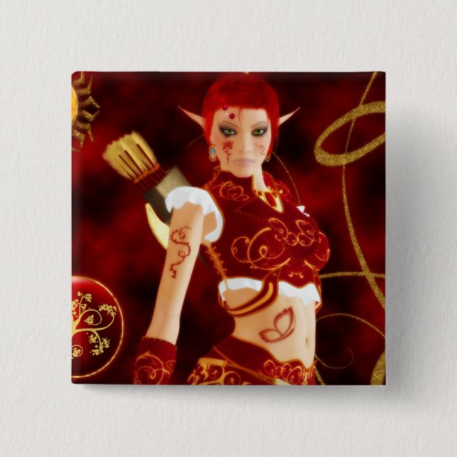 Enchanted Fire Guardian Button (Front)