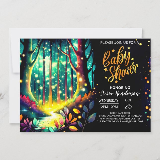 Enchanted Fireflies Nighttime Whimsy Baby Shower Invitation (Front)