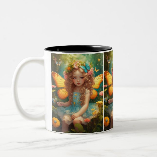 Enchanted Flight: Fairy on a Butterfly coffee mug (Left)