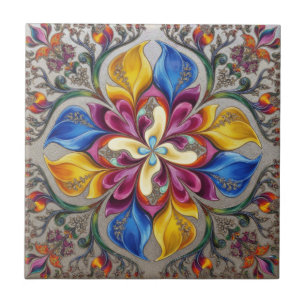 Enchanted Flora Emerald Gold Botanical Tile