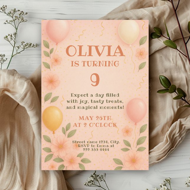Enchanted Floral Balloon Birthday Soirée Invitation (Creator Uploaded)