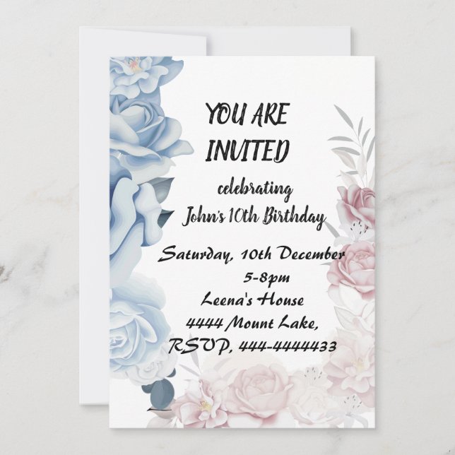Enchanted Floral Birthday Invitation (Front)