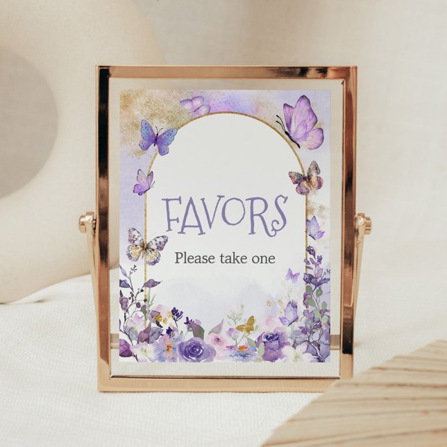 Enchanted Floral Butterfly Baby Shower Favours Poster (Enchanted Floral Butterfly Arch Baby Shower Favors Sign)