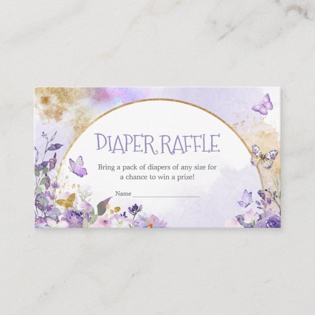 Enchanted Floral Butterfly Diaper Raffle Enclosure Card (Front)