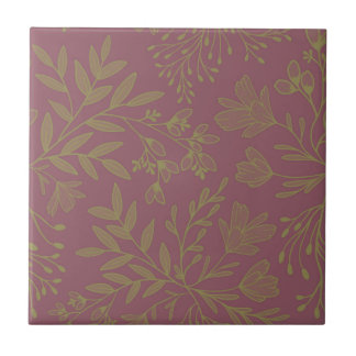 Enchanted Floral Meadow Dreams L1 Bordeau Green Ceramic Tile
