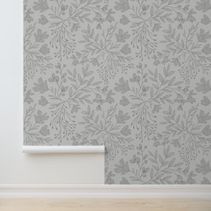 Enchanted Floral Meadow Dreams L5 Grey White Wallpaper