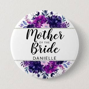 Enchanted Floral Mother of the Bride Monogrammed 7.5 Cm Round Badge