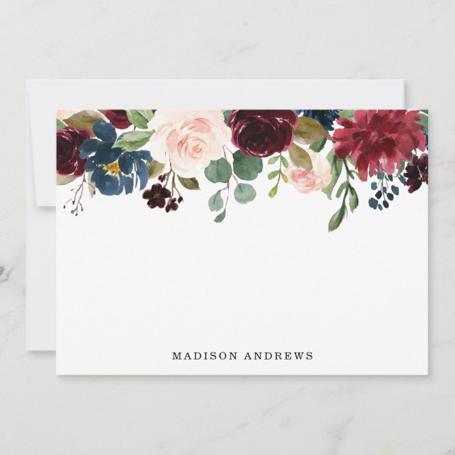 Enchanted Floral Personalised Stationery Flat Card (Front)