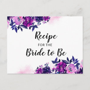 Enchanted Floral Purple Bridal Shower Recipe Card