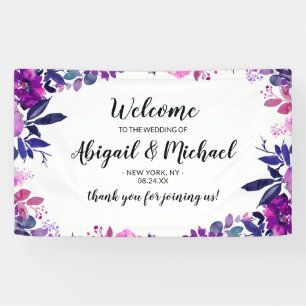 Enchanted Floral Purple Wedding Sign Welcome