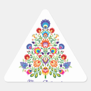 Enchanted Florals: A Yuletide Tapestry of Folklore Triangle Sticker