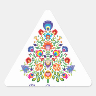 Enchanted Florals: A Yuletide Tapestry of Folklore Triangle Sticker