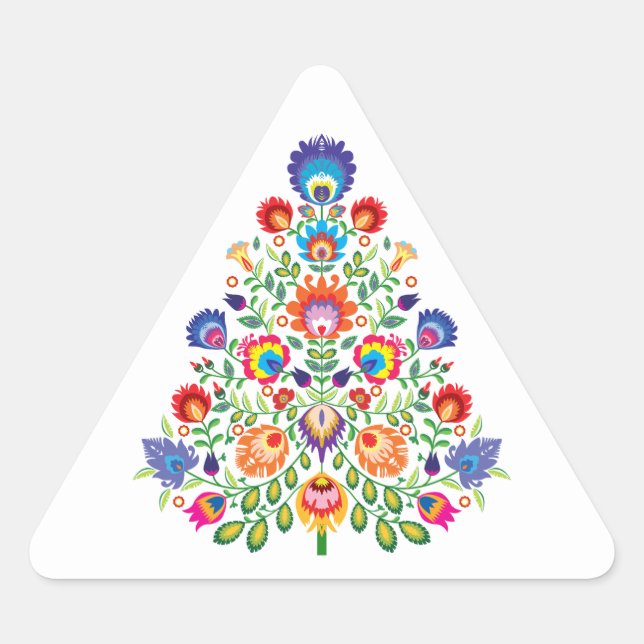 Enchanted Florals: A Yuletide Tapestry of Folklore Triangle Sticker (Front)