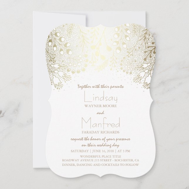 Enchanted Flowers Woodland Vintage Wedding Invitation (Front)