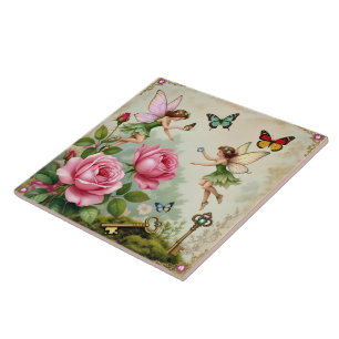 Enchanted Flroral Fairies Garden Ceramic Tile