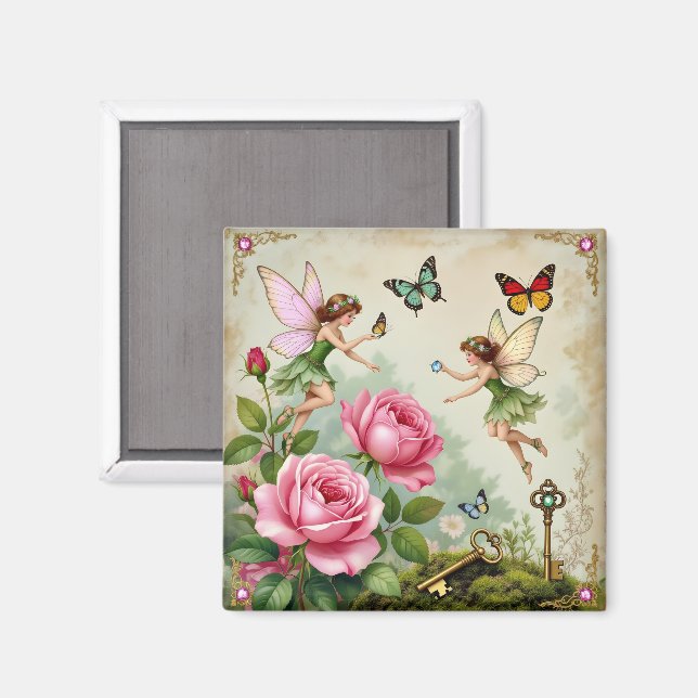 Enchanted Flroral Fairies Garden Magnet (Front/Back)