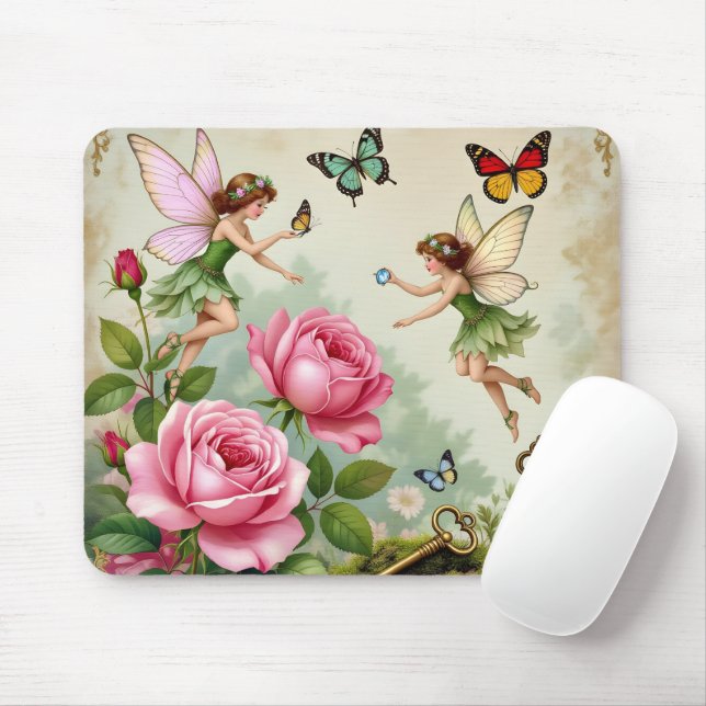 Enchanted Flroral Fairies Garden Mouse Pad (With Mouse)