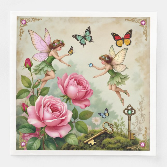 Enchanted Flroral Fairies Garden Napkin (Front)