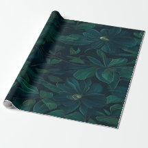Enchanted Foliage: Green Leaves on Dark Blue